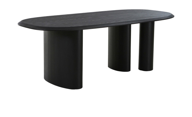 Esstisch Nilla in Schwarz aus Eschenfurnier, mit Säulenbeinen