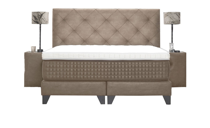 Komfort-Boxspringbett Premium Magnifique in einem Bezugsstoff in Beige