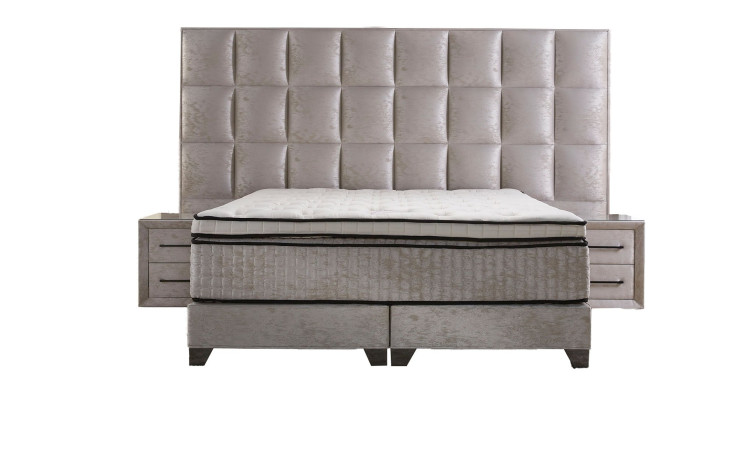 Komfort-Boxspringbett Magnum Extra Grande in einem grauen Bezugsstoff