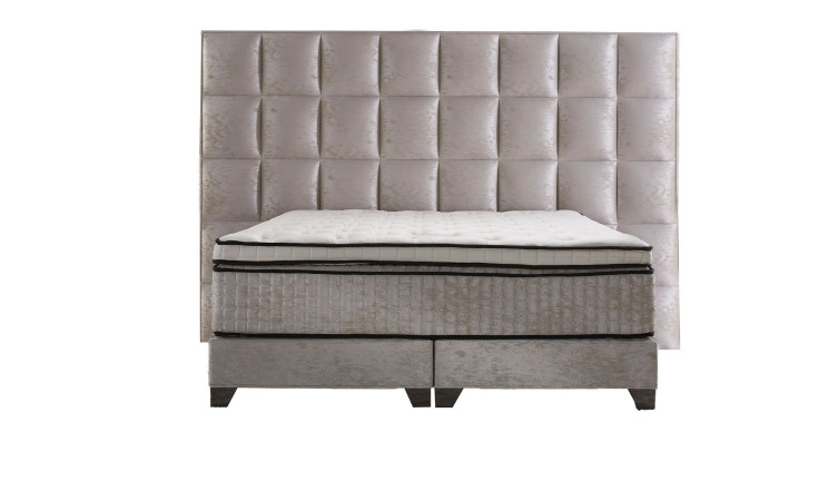 Basis-Boxspringbett Magnum Extra Grande in einem grauen Bezugsstoff