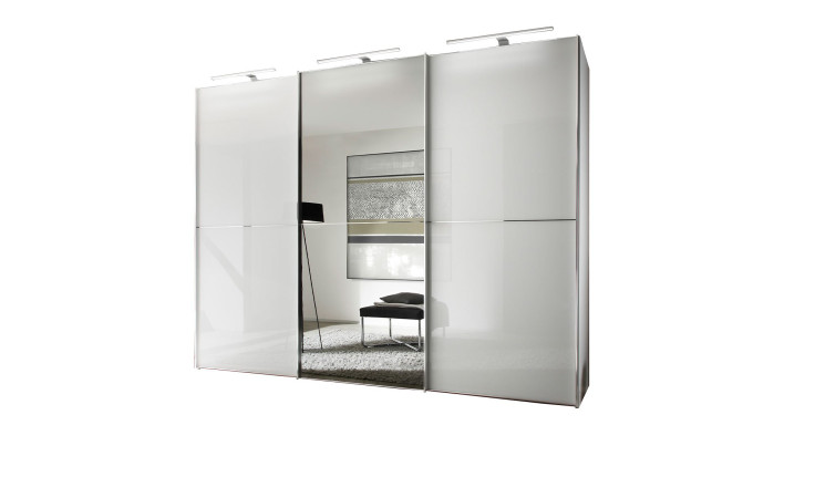 Komfort-Schwebetürenschrank Phönix, Alpinweiß Glas