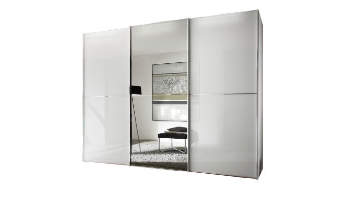 Basis-Schwebetürenschrank Phönix, Alpinweiß Glas
