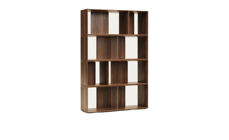 Regal Litto, bestehend aus 6 Modulen in Nussholzfurnier