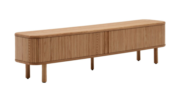 Lowboard Mailen von Kave Home in Eschenfurnier mit 2 Schiebetüren