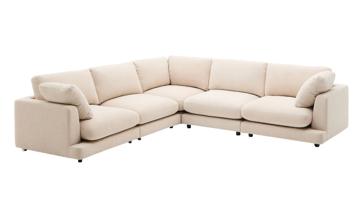 Ecksofa Gala von Kave Home in Chenille-Stoffe in Beige, 6-Sitzer