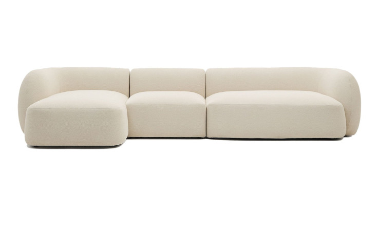 Ecksofa Martina von Kave Home in Beige aus Chenille-Stoff, Ottomane links