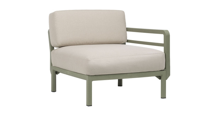 End-Element mit Lehne Maximo in Perla/Cactus (Beige/Grün), Gestell mit Matt-Effekt