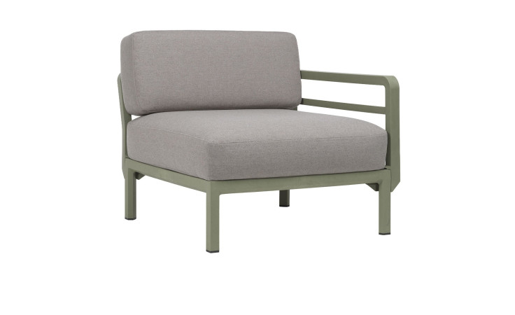 End-Element mit Lehne Maximo in Lava/Cactus (Grau/Grün), Gestell mit Matt-Effekt