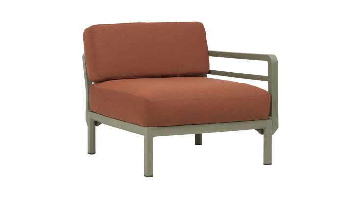 End-Element mit Lehne Maximo in Canella/Cactus (Rotbraun/Grün), Gestell mit Matt-Effekt