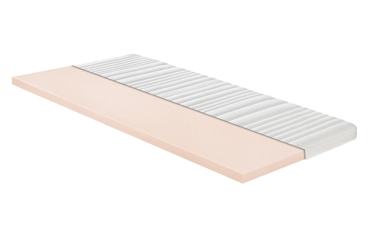 Kaltschaumtopper MONDO Barell 90 x 200 cm in einem weißen Doppeltuchbezug.