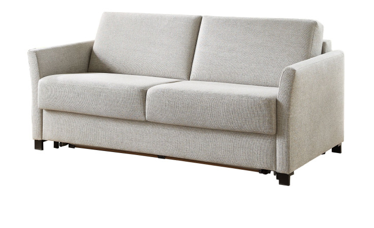 Schlafsofa MONDO Yaris in einem Hellgrauen Stoffbezug.