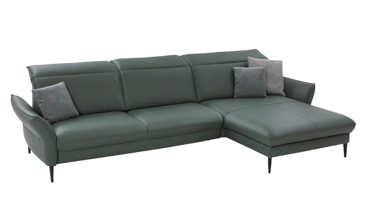 Komfort-Ecksofa MONDO Mirum in einerm Echtlederbezug in Opal