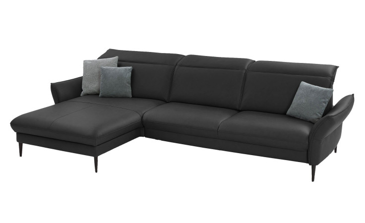 Komfort-Ecksofa MONDO Mirum in einerm Echtlederbezug in Anthrazit