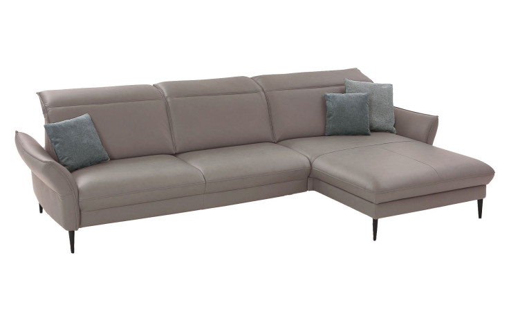 Komfort-Ecksofa MONDO Mirum in einerm Echtlederbezug in Granit