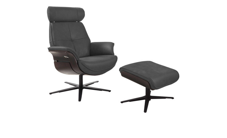 Komfort-Relaxsessel MONDO Irie in einem Echtlederbezug in Charcoal