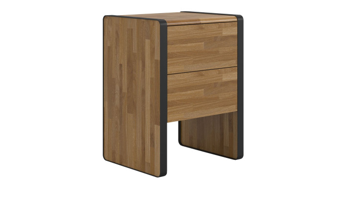 Nachtkonsole MONDO NATUR Incana in Eiche aus Massivholz mit Absetzungen in Schwarzgrau