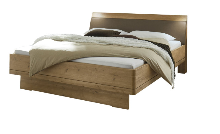 Basis-Bettgestell MONDO Wega Plus in der Farbausführung Bianco Eiche / Mocca