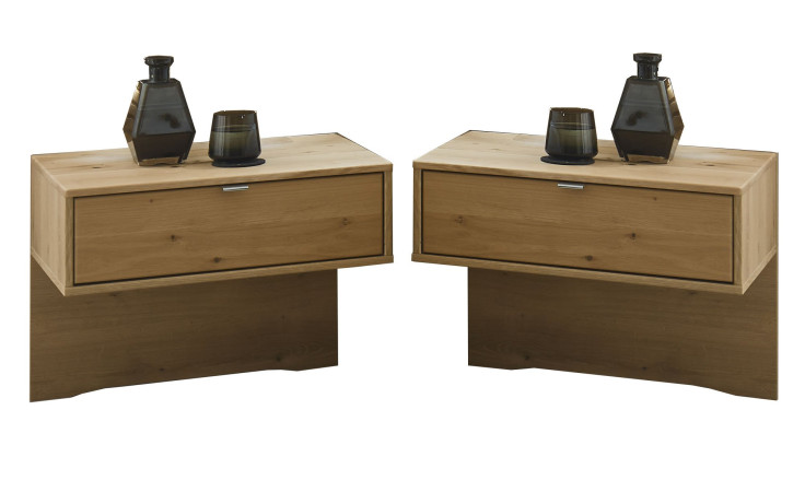 Nachtkonsolen-Paar MONDO Wega Plus, in der Farbausführung Bianco Eiche