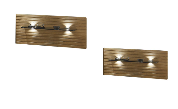 Nachtkommoden-Paneel MONDO Wega Plus, in der Farbausführung Lamellenstruktur mit Rauchglas und LED-Beleuchtung