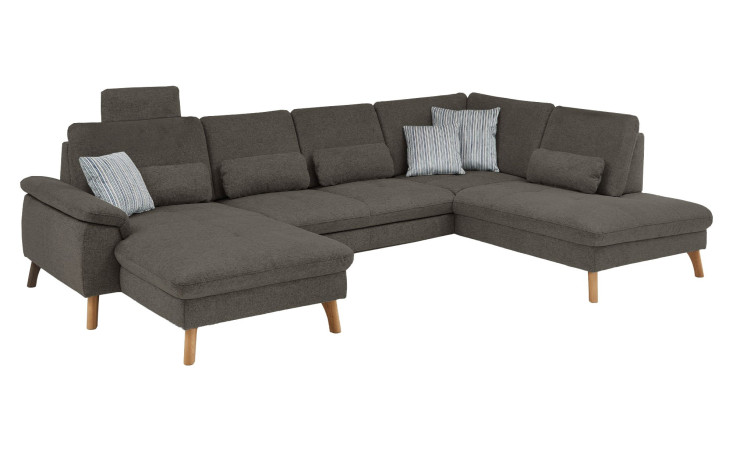 Komfort-Wohnlandschaft MONDO NATUR Livento in einem Bezugsstoff in Anthrazit.