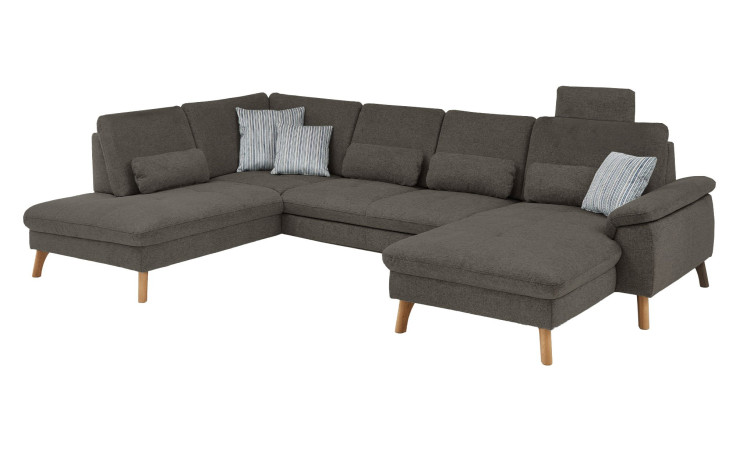 Komfort-Wohnlandschaft MONDO NATUR Livento in einem Bezugsstoff in Anthrazit.