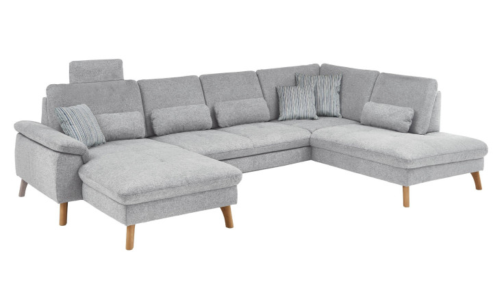 Komfort-Wohnlandschaft MONDO NATUR Livento in einem Bezugsstoff in Grey.