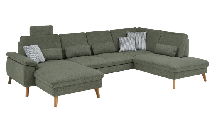 Komfort-Wohnlandschaft MONDO NATUR Livento in einem Bezugsstoff in Moos.