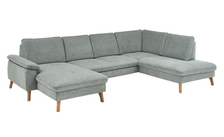 Basis-Wohnlandschaft MONDO NATUR Livento in einem Bezugsstoff in Zinc. Schrägeansicht