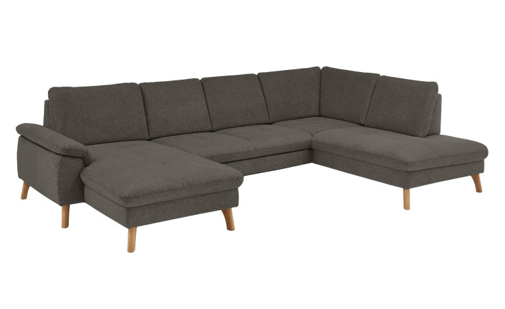 Basis-Wohnlandschaft MONDO NATUR Livento in einem Bezugsstoff in Anthrazit. Schrägeansicht