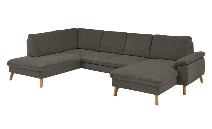 Basis-Wohnlandschaft MONDO NATUR Livento in einem Bezugsstoff in Anthrazit. Schrägeansicht