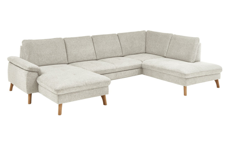 Basis-Wohnlandschaft MONDO NATUR Livento in einem Bezugsstoff in Ecru. Schrägeansicht