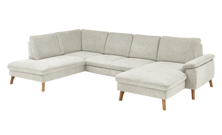 Basis-Wohnlandschaft MONDO NATUR Livento in einem Bezugsstoff in Ecru. Schrägeansicht