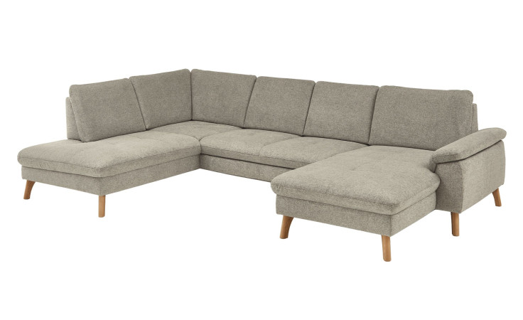 Basis-Wohnlandschaft MONDO NATUR Livento in einem Bezugsstoff in Mandel. Schrägeansicht