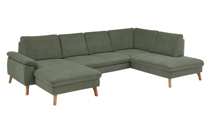 Basis-Wohnlandschaft MONDO NATUR Livento in einem Bezugsstoff in Moos. Schrägeansicht