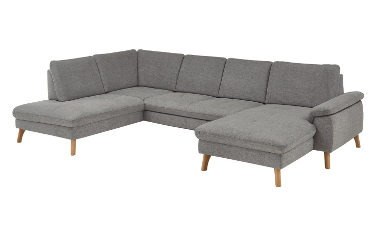 Basis-Wohnlandschaft MONDO NATUR Livento in einem Bezugsstoff in Nougat. Schrägeansicht