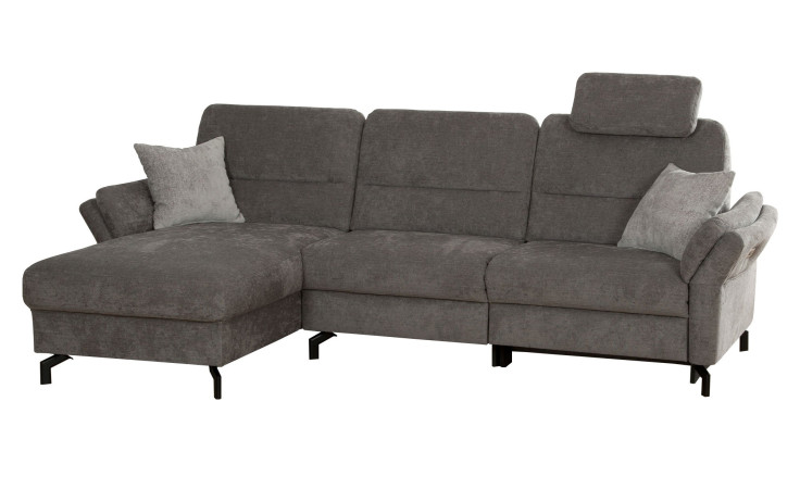 Komfort-Wohnlandschaft vito Leraja in einem anthraziten Bezugsstoff mit schwarzen Füßen.