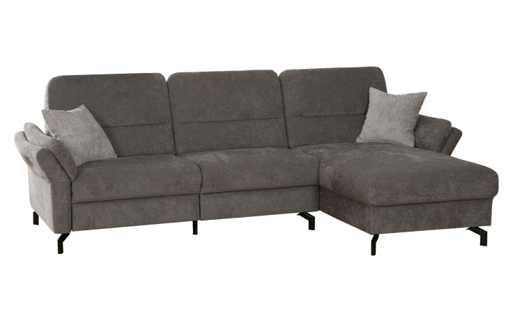 Basis-Wohnlandschaft vito Leraja mit einem anthraziten Bezugsstoff mit schwarzen Füßen.