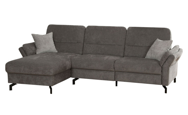 Basis-Wohnlandschaft vito Leraja mit einem anthraziten Bezugsstoff mit schwarzen Füßen.