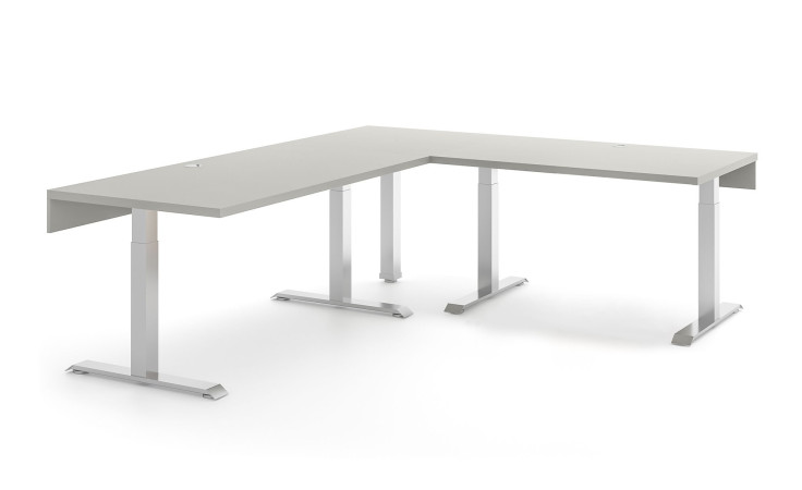 Schreibtischkombination vito Vary im Dekor Kreidegrau matt und Metall-Untergestell in Silber