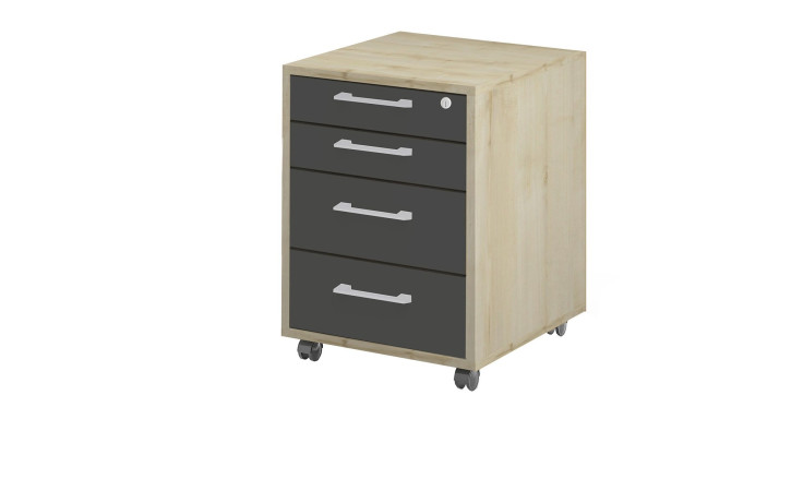 Rollcontainer vito Vary mit Korpus in Birke Nachbildung und Front in Anthrazit