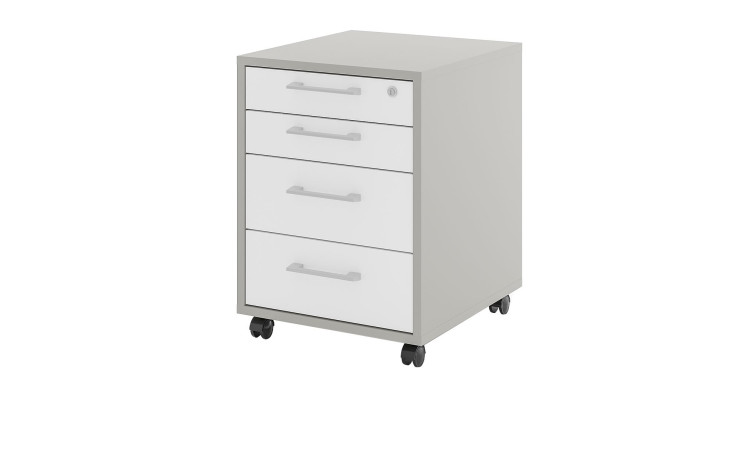 Rollcontainer vito Vary Front in Ice White supermatt und Korpus in Kreidegrau matt