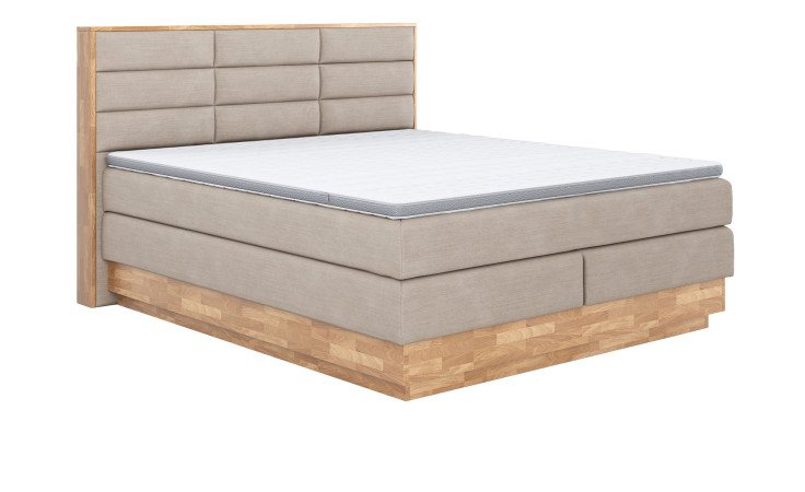 Boxspringbett MONDO NATUR Incana in einem Stoffbezug in Natural und einem Sichtholzrahmen in Eiche
