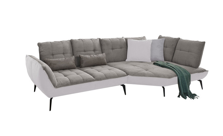 Komfort-Ecksofa vito Ticona, in der Farbausführung Hellgrau / Silver