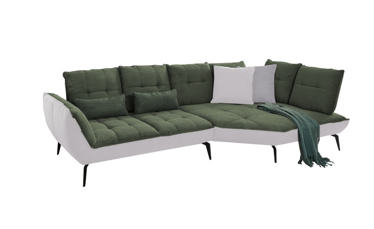 Komfort-Ecksofa vito Ticona, in der Farbausführung Olive / Silver