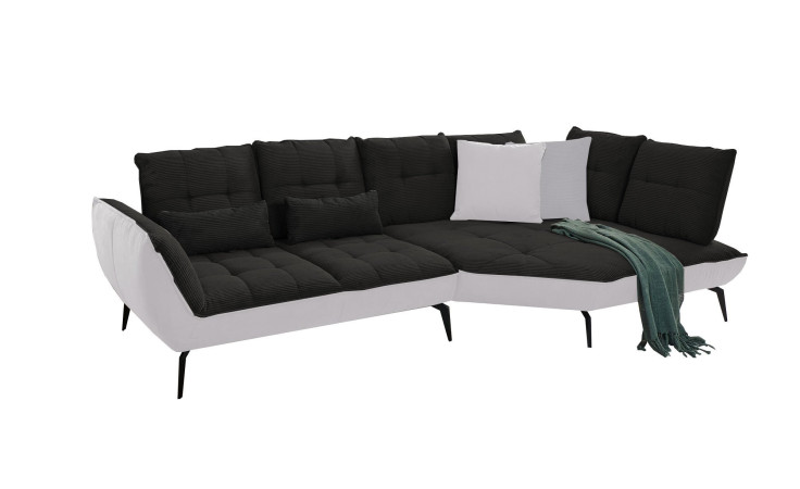 Komfort-Ecksofa vito Ticona, in der Farbausführung Schwarz / Silver