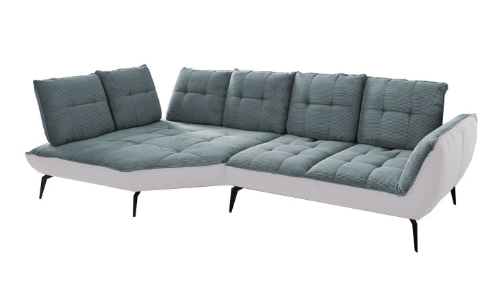 Basis-Ecksofa vito Ticona, in der Farbausführung Blau-Grau / Silber