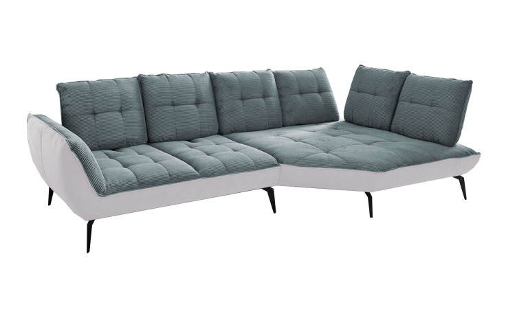 Basis-Ecksofa vito Ticona, in der Farbausführung Blau-Grau / Silber