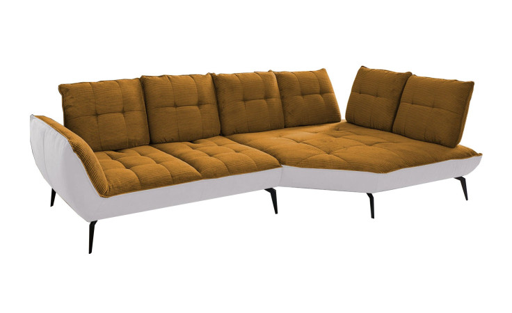 Basis-Ecksofa vito Ticona, in der Farbausführung Mustard / Silber