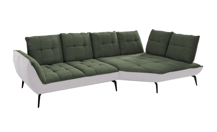 Basis-Ecksofa vito Ticona, in der Farbausführung Olive / Silber