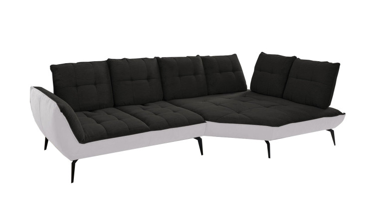 Basis-Ecksofa vito Ticona, in der Farbausführung Schwarz / Silber